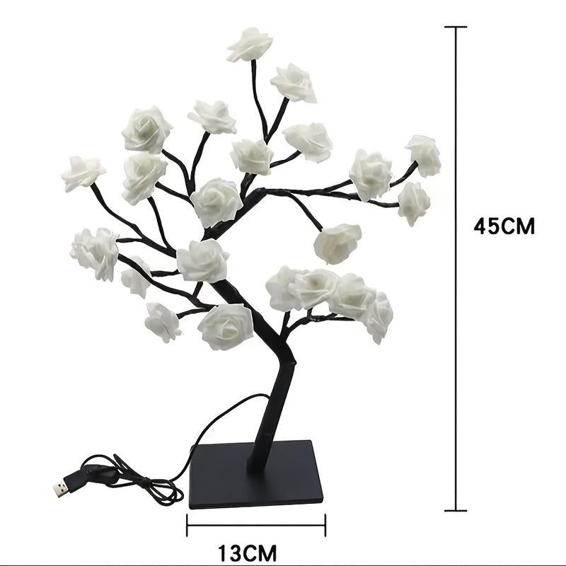 2025 Valentine'S Day Pink Rose Artificial Tree Light, LED Luminous Desktop Decoration, Romantic Bedroom Night Light, Wedding Decoration, Proposal Gift