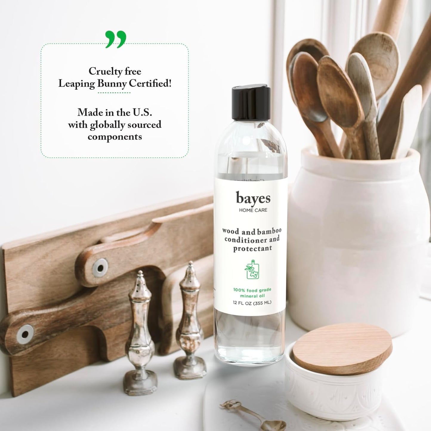 Food Grade Mineral Oil for Cutting Board - Mineral Oil Food Grade for Bamboo, Teak & Wood Conditioner and Protectant - Cutting Board Oil Food Grade Formula - Wood Oil for Cutting Board - 12 Oz