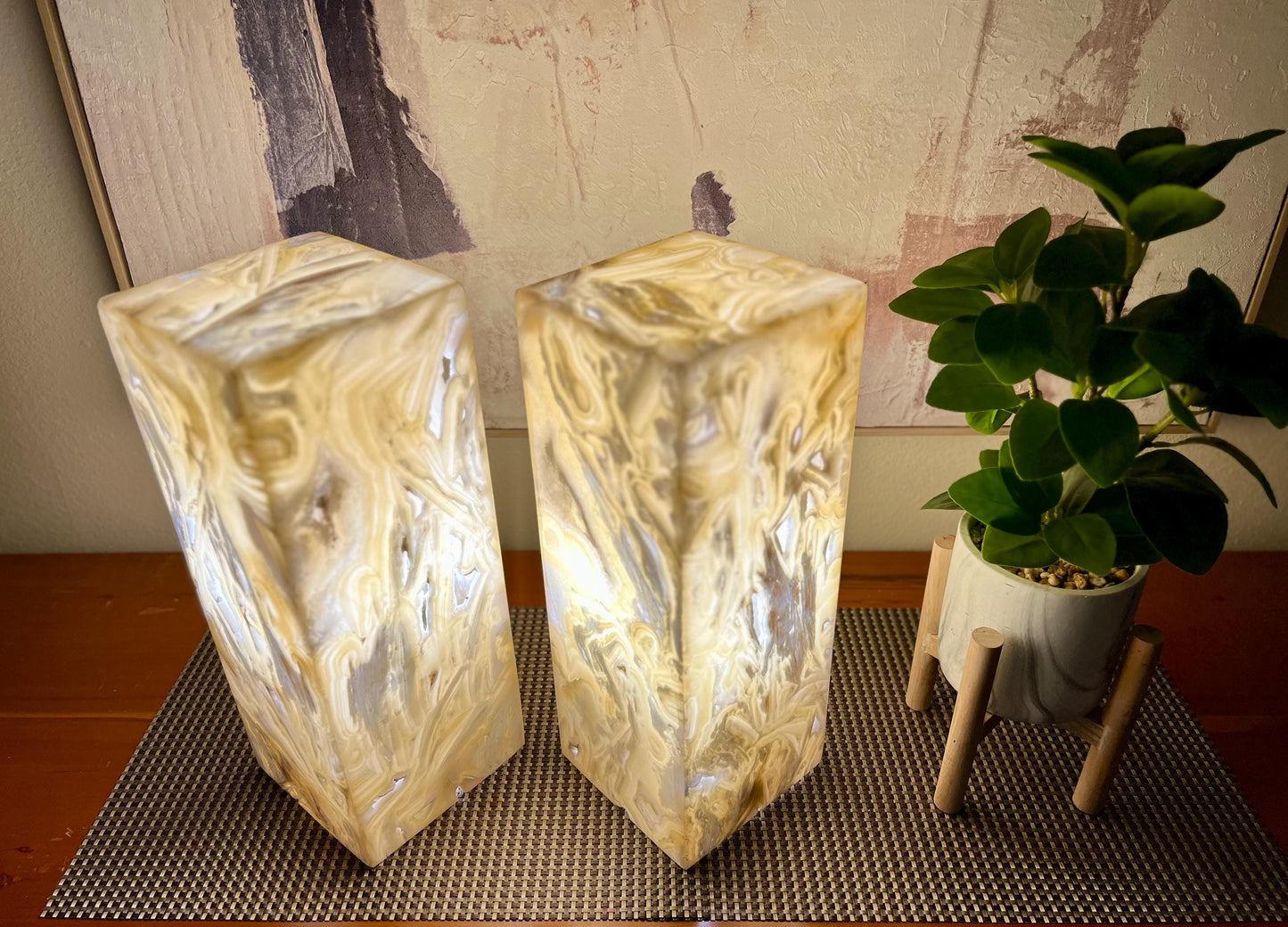 2 Onyx Lights | Stone Lamps | Nightstand Lamps | Onyx Lamps | Crystal Lamps | Onyx Stone Lamps | Alabaster Lamps | Home Decor | Special Gift