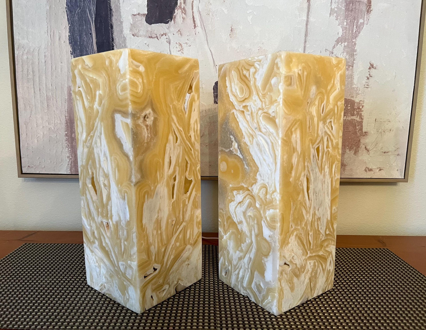 2 Onyx Lights | Stone Lamps | Nightstand Lamps | Onyx Lamps | Crystal Lamps | Onyx Stone Lamps | Alabaster Lamps | Home Decor | Special Gift
