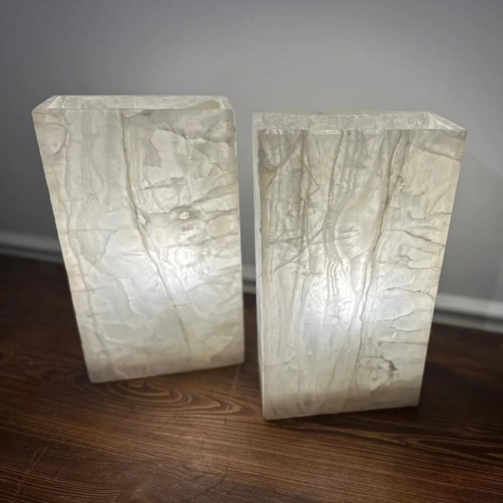 White Onyx Lamp, Crystal Stone Lamp, Nightstand Lamp, Accent Lamp, Alabaster Lamp, Bedside Lamps, Beautiful Lamp, 8 "W X 14 "H X 4 "D, Modern Table Lamp Unique Lamps for Living Room Bedroom