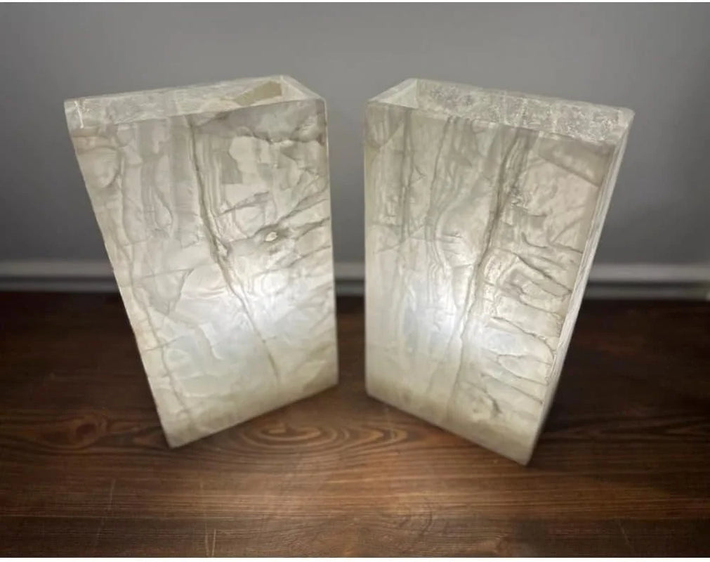 White Onyx Lamp, Crystal Stone Lamp, Nightstand Lamp, Accent Lamp, Alabaster Lamp, Bedside Lamps, Beautiful Lamp, 8 "W X 14 "H X 4 "D, Modern Table Lamp Unique Lamps for Living Room Bedroom