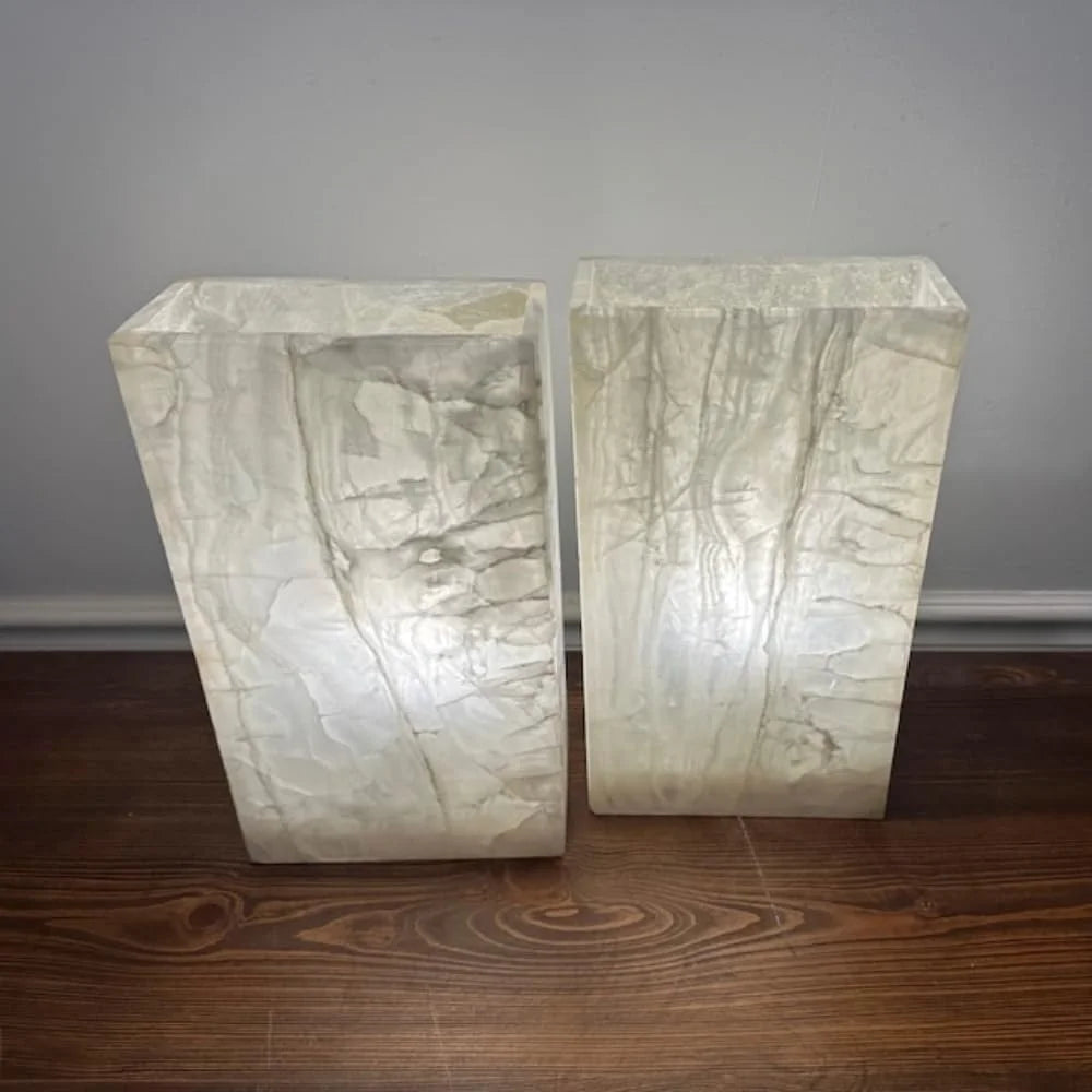 White Onyx Lamp, Crystal Stone Lamp, Nightstand Lamp, Accent Lamp, Alabaster Lamp, Bedside Lamps, Beautiful Lamp, 8 "W X 14 "H X 4 "D, Modern Table Lamp Unique Lamps for Living Room Bedroom