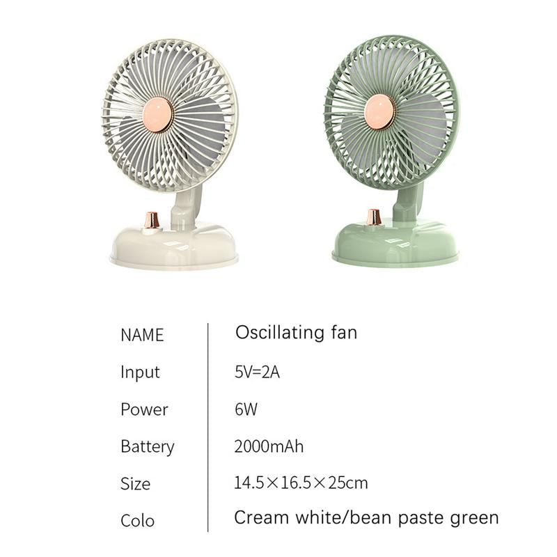 2000Mah Retro Shaking Fan Student Home Desktop Fan USB Charging Portable New Large Air Volume Small Fan,Suitable for Gift Giving
