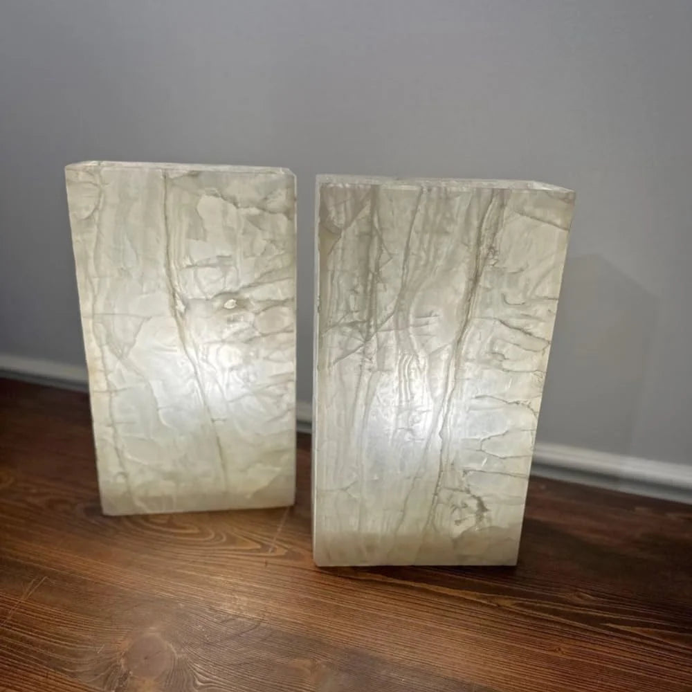 White Onyx Lamp, Crystal Stone Lamp, Nightstand Lamp, Accent Lamp, Alabaster Lamp, Bedside Lamps, Beautiful Lamp, 8 "W X 14 "H X 4 "D, Modern Table Lamp Unique Lamps for Living Room Bedroom