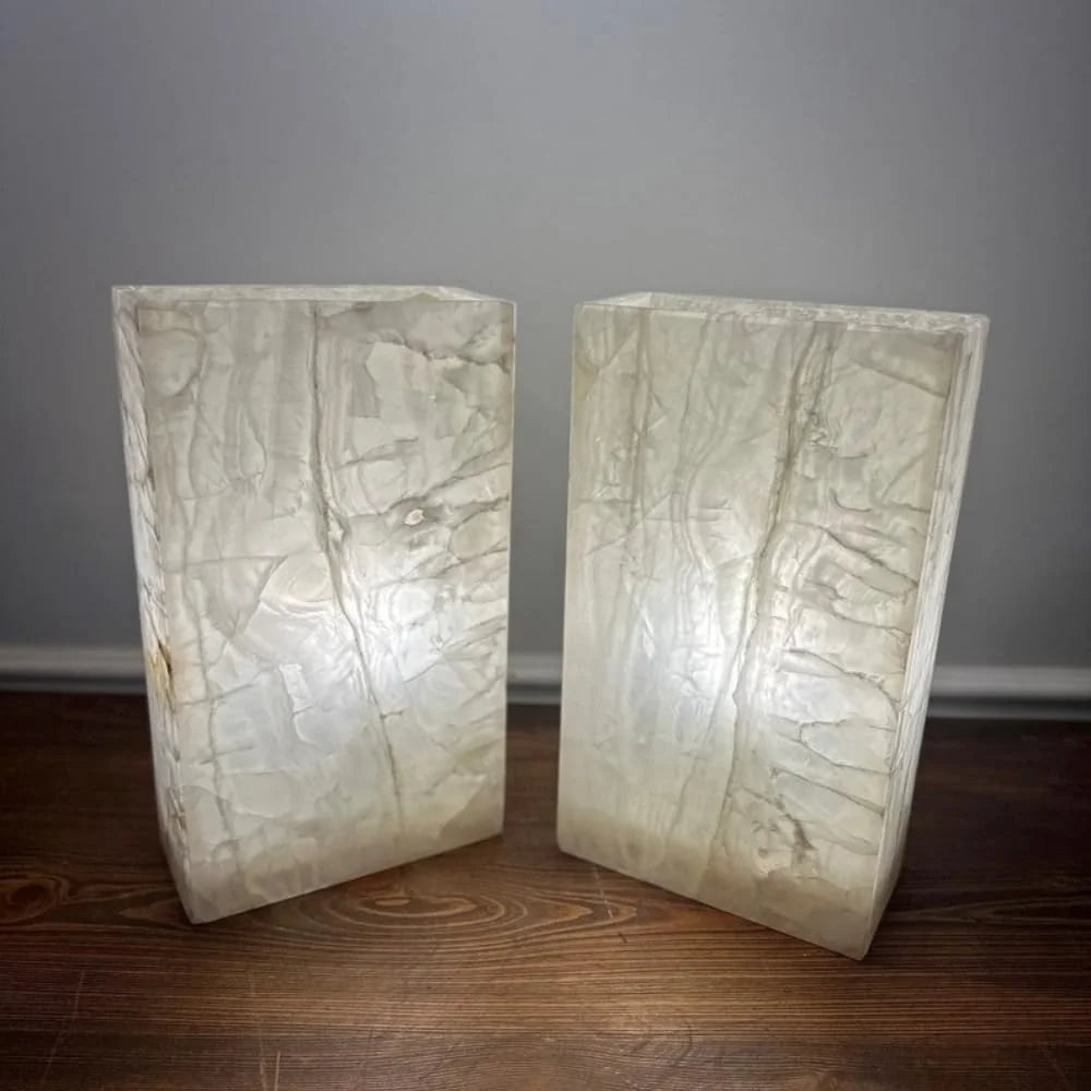 White Onyx Lamp, Crystal Stone Lamp, Nightstand Lamp, Accent Lamp, Alabaster Lamp, Bedside Lamps, Beautiful Lamp, 8 "W X 14 "H X 4 "D, Modern Table Lamp Unique Lamps for Living Room Bedroom