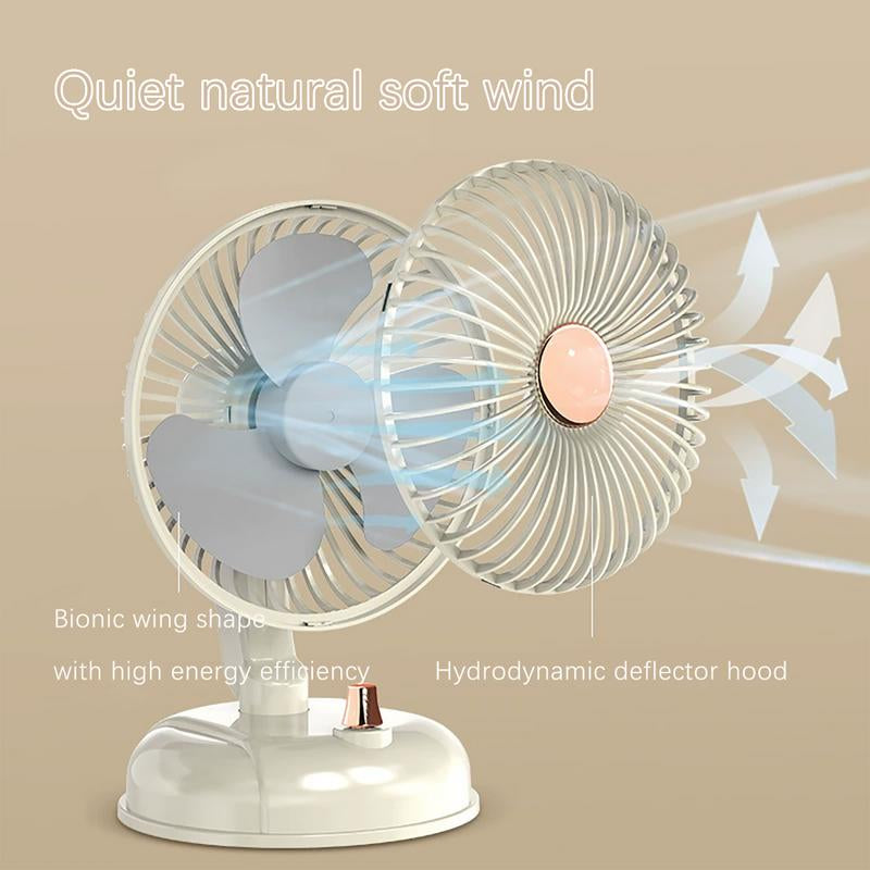 2000Mah Retro Shaking Fan Student Home Desktop Fan USB Charging Portable New Large Air Volume Small Fan,Suitable for Gift Giving