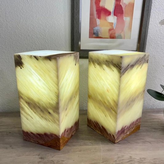 2 Light Green with Brown Onyx Lamps, Stone Lamps, Nightstand Lamp, Alabaster Lamp, Decorative Lamps, Bedside Lamps, 6 "W X 12 "H X 6 "D, Table Lamp Accent Lamp for Living Room Bedroom