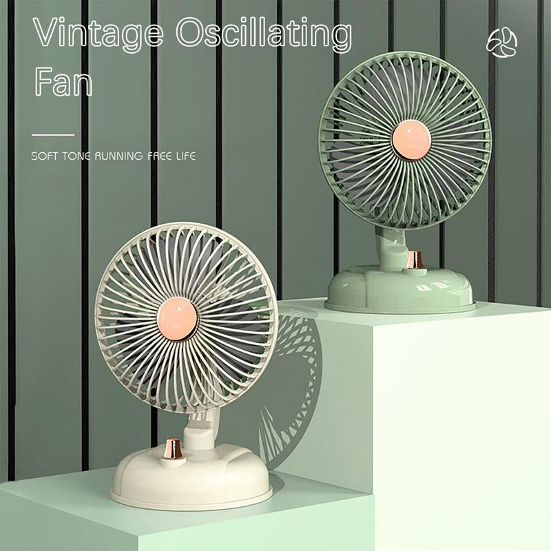 2000Mah Retro Shaking Fan Student Home Desktop Fan USB Charging Portable New Large Air Volume Small Fan,Suitable for Gift Giving
