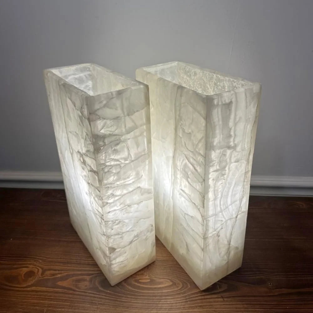 White Onyx Lamp, Crystal Stone Lamp, Nightstand Lamp, Accent Lamp, Alabaster Lamp, Bedside Lamps, Beautiful Lamp, 8 "W X 14 "H X 4 "D, Modern Table Lamp Unique Lamps for Living Room Bedroom
