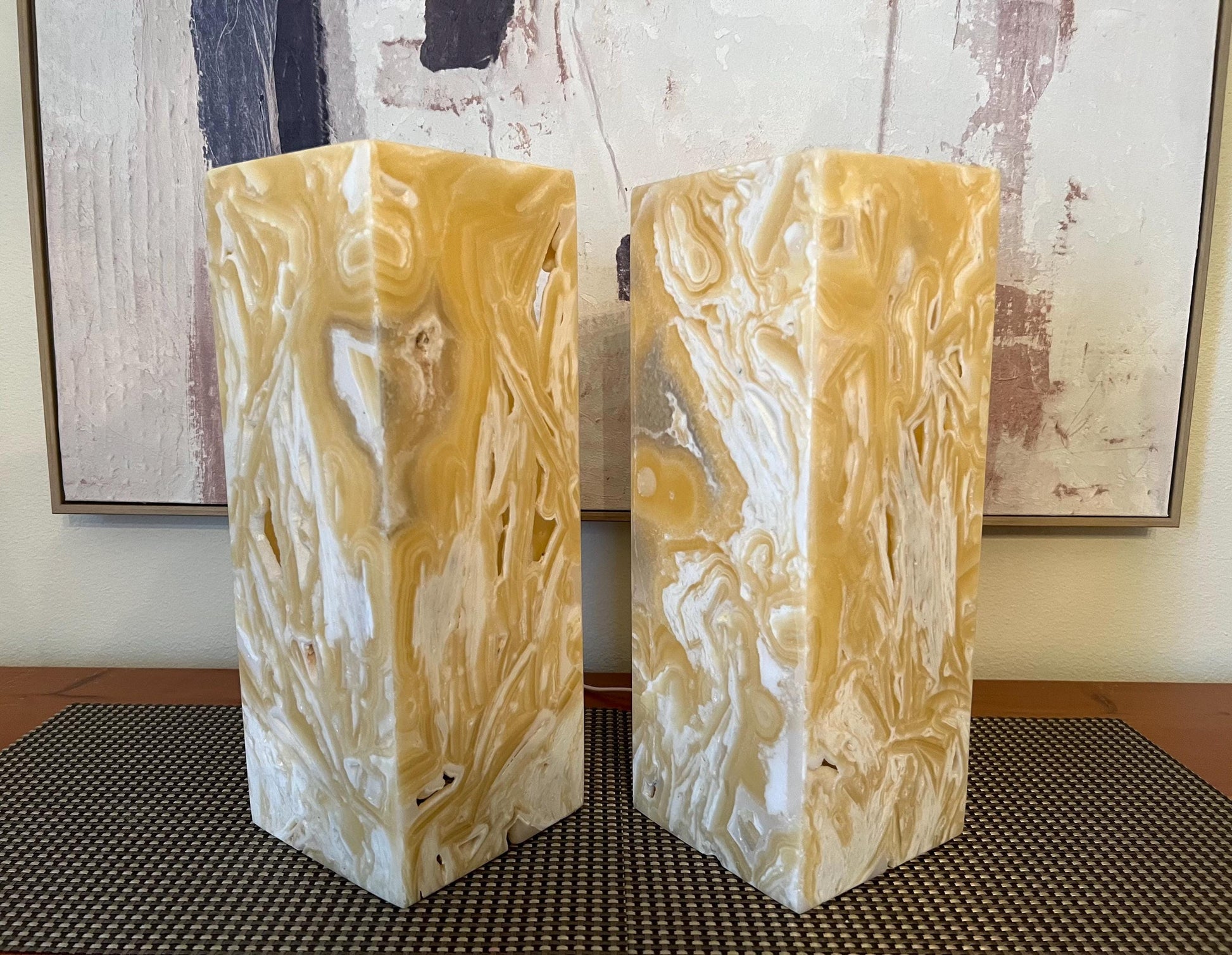 2 Onyx Lights | Stone Lamps | Nightstand Lamps | Onyx Lamps | Crystal Lamps | Onyx Stone Lamps | Alabaster Lamps | Home Decor | Special Gift