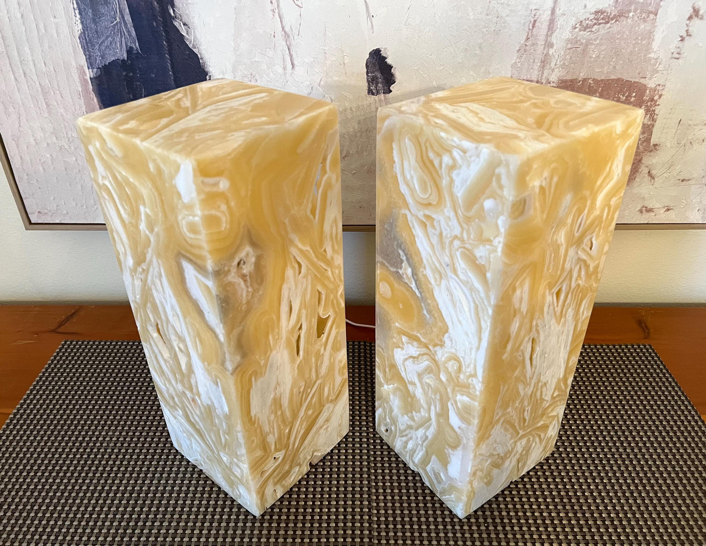 2 Onyx Lights | Stone Lamps | Nightstand Lamps | Onyx Lamps | Crystal Lamps | Onyx Stone Lamps | Alabaster Lamps | Home Decor | Special Gift