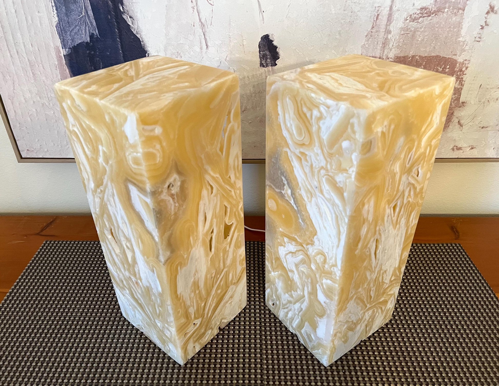 2 Onyx Lights | Stone Lamps | Nightstand Lamps | Onyx Lamps | Crystal Lamps | Onyx Stone Lamps | Alabaster Lamps | Home Decor | Special Gift