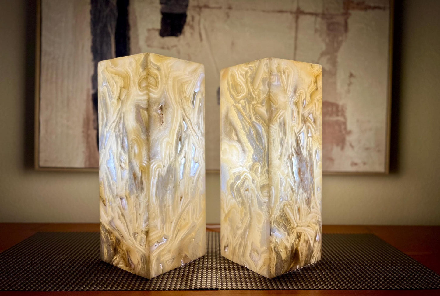 2 Onyx Lights | Stone Lamps | Nightstand Lamps | Onyx Lamps | Crystal Lamps | Onyx Stone Lamps | Alabaster Lamps | Home Decor | Special Gift